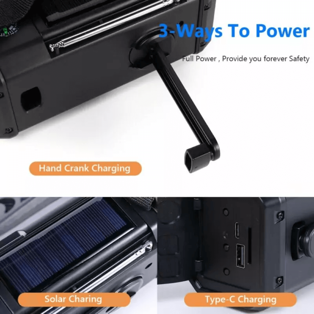 10,000 mAh Powerbank Wind - Up Radio - Wind - Up Radio - Wild Eye Vision