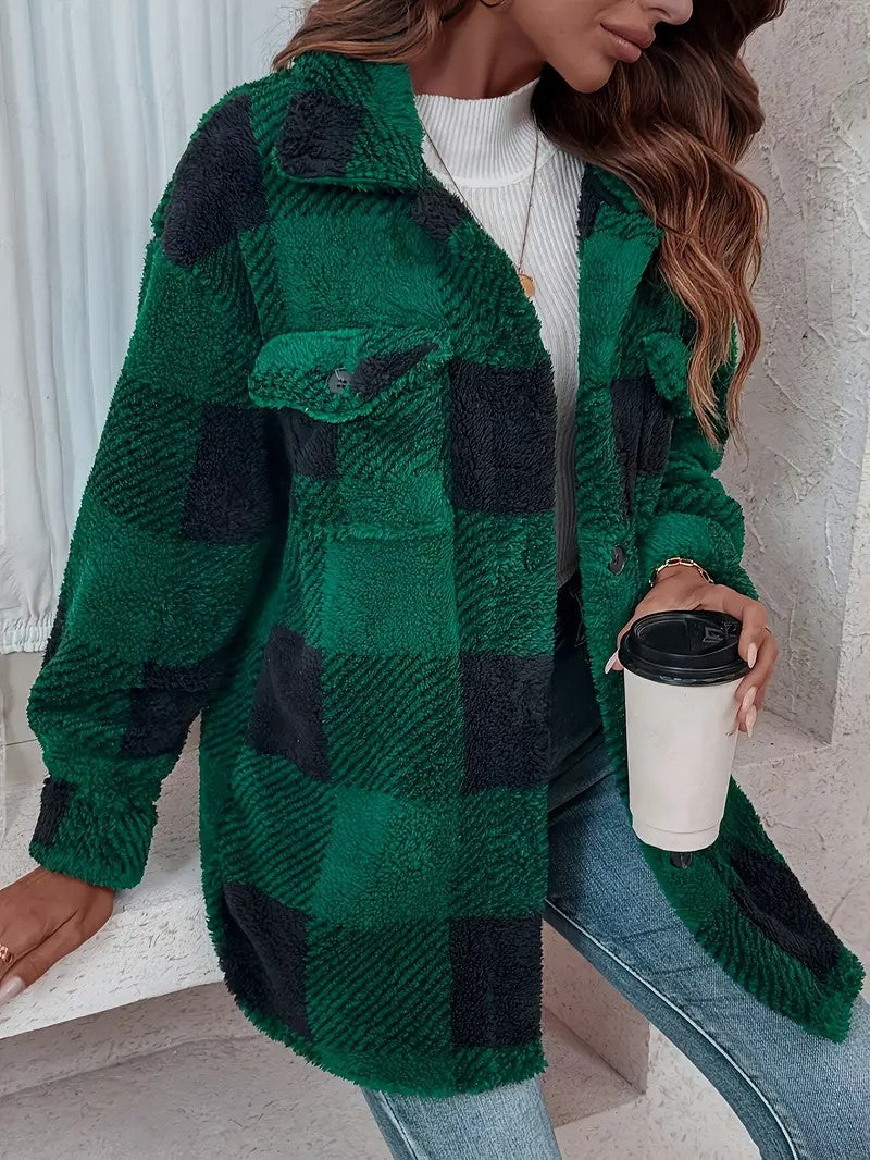 Plush Checkered Winter Jacket