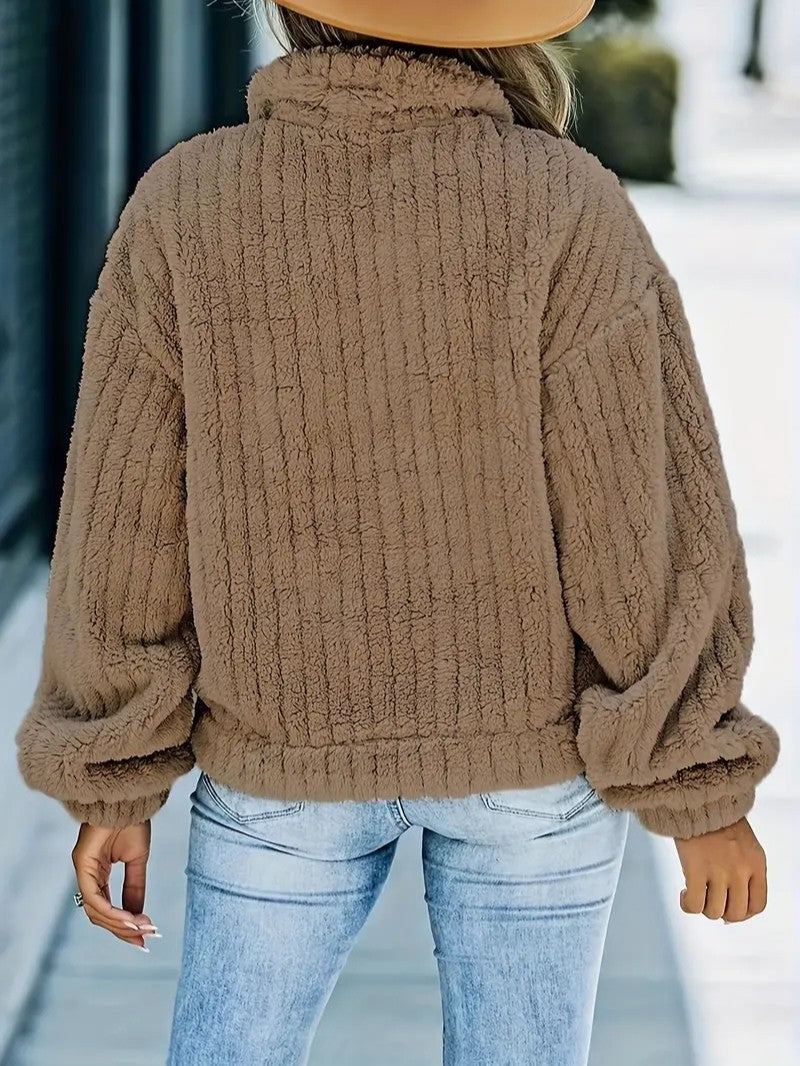 Soft Faux Fur Button Trucker Jacket