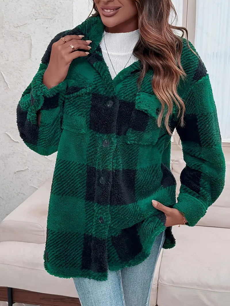 Plush Checkered Winter Jacket