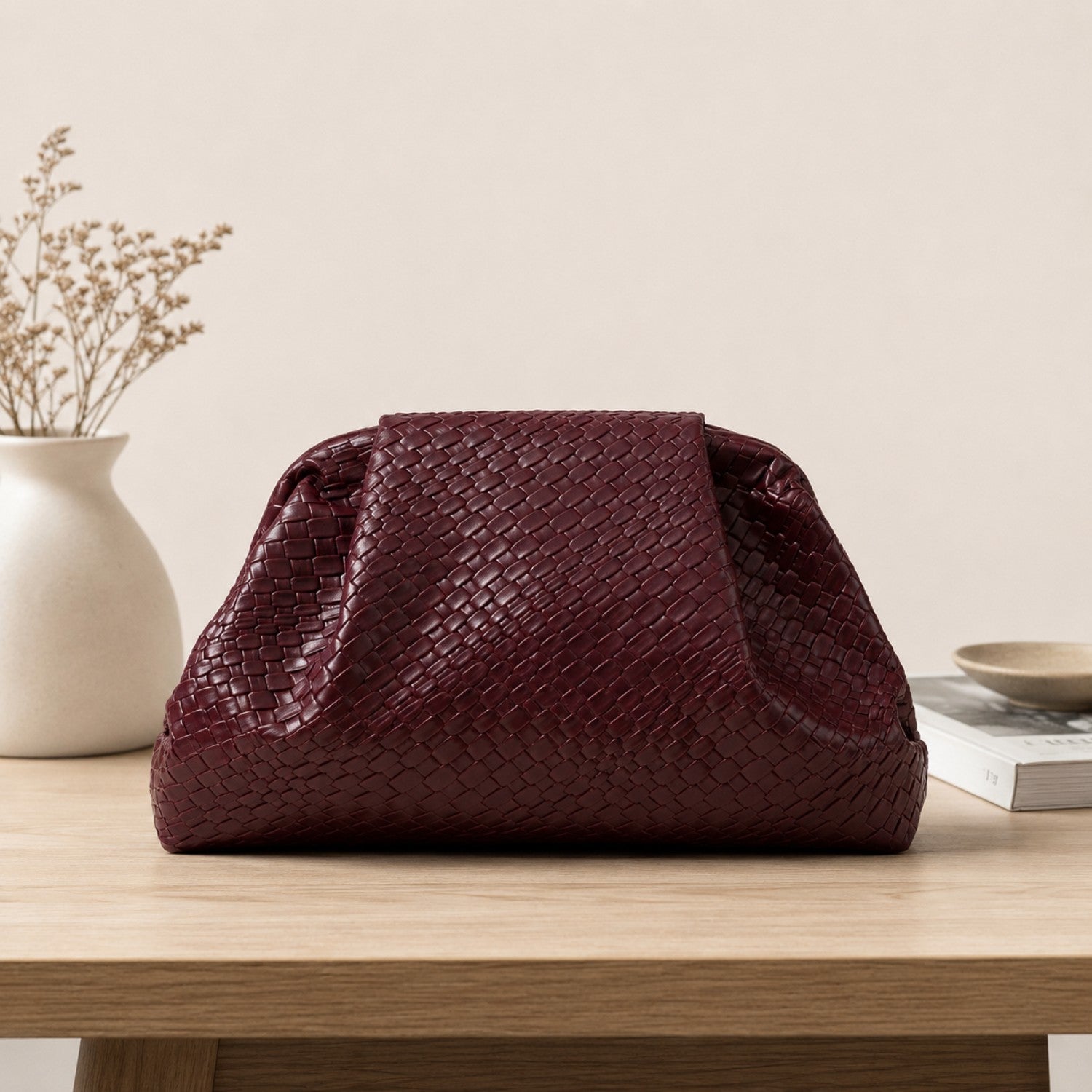 Vintage Woven Oversized Clutch Bag