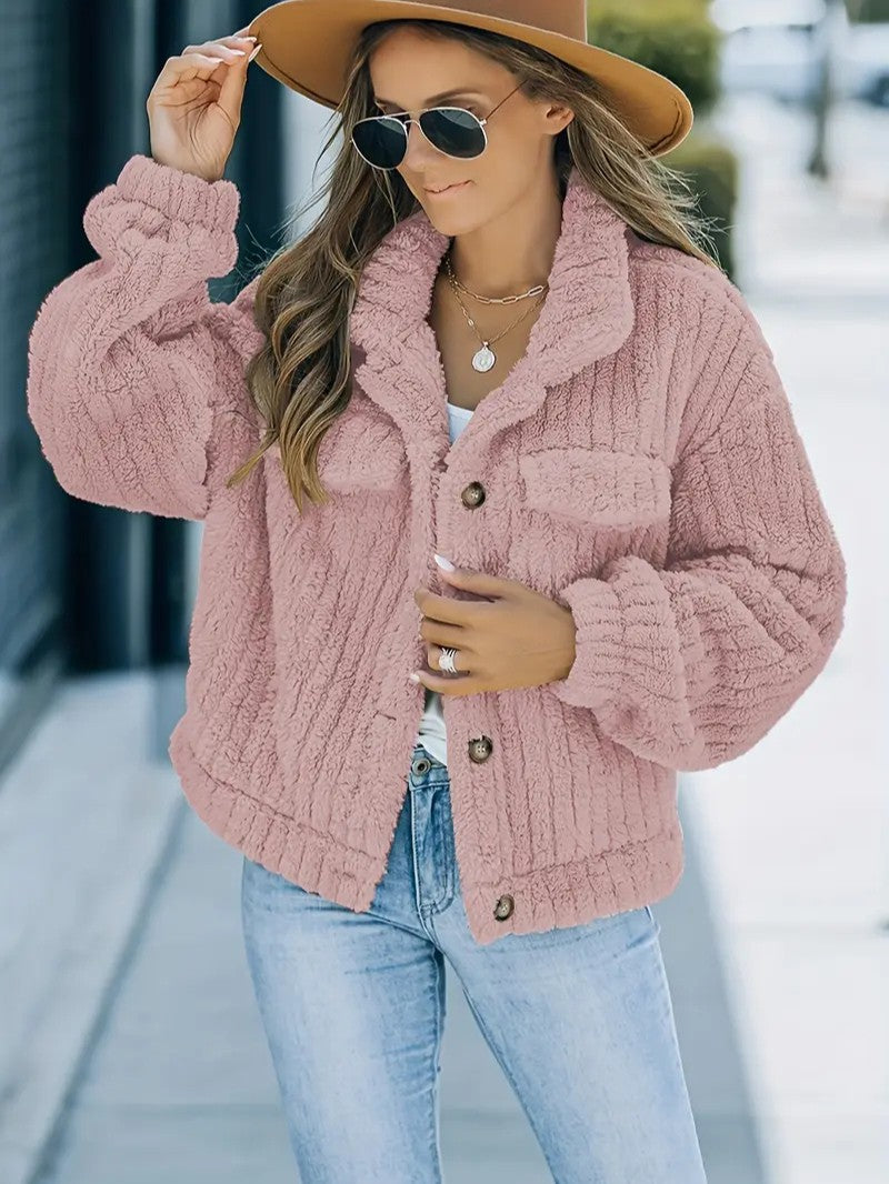 Soft Faux Fur Button Trucker Jacket