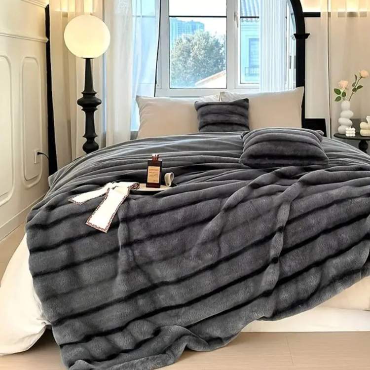 Premium Faux Rabbit Fur Throw Blanket
