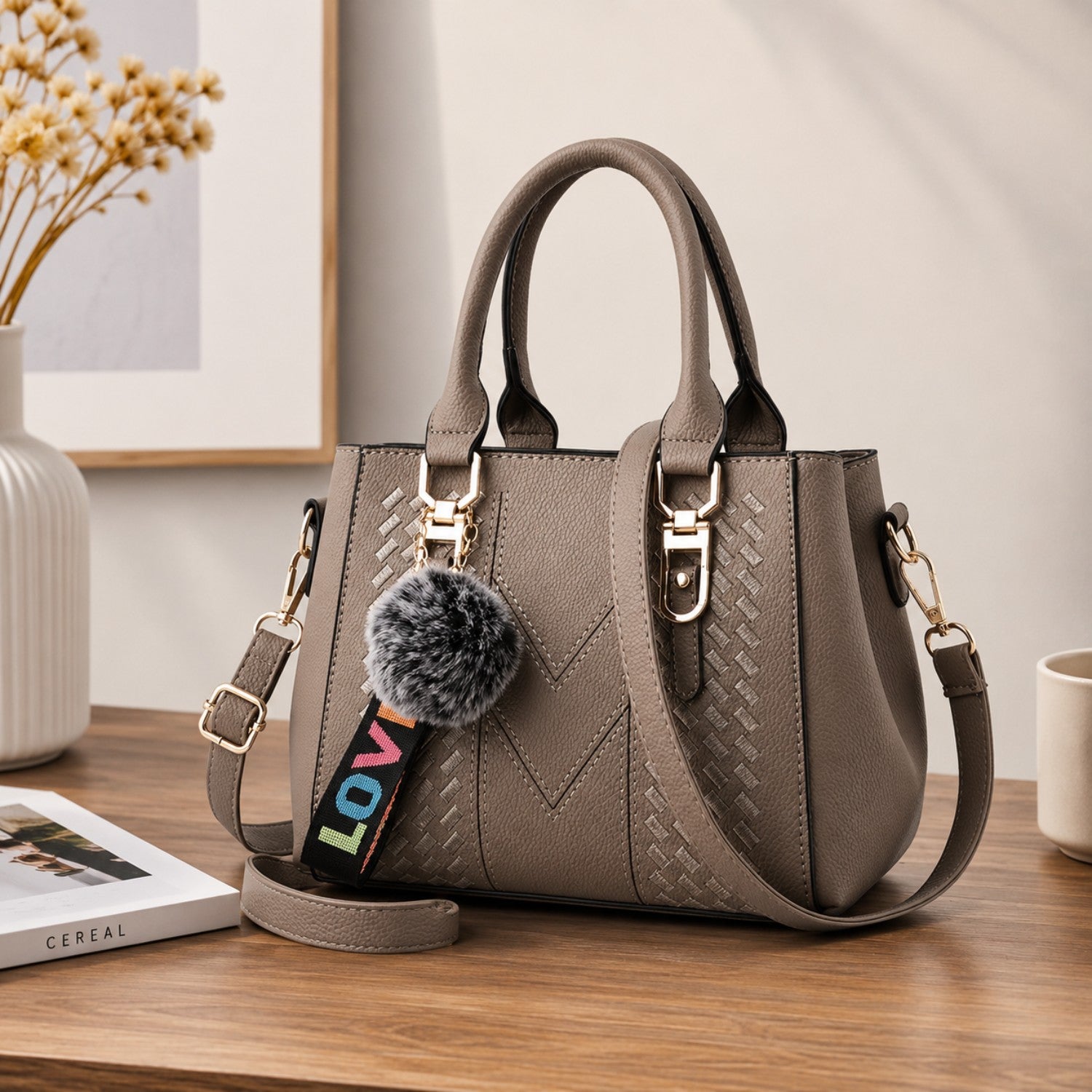 Quilted Faux Leather Shoulder Handbag