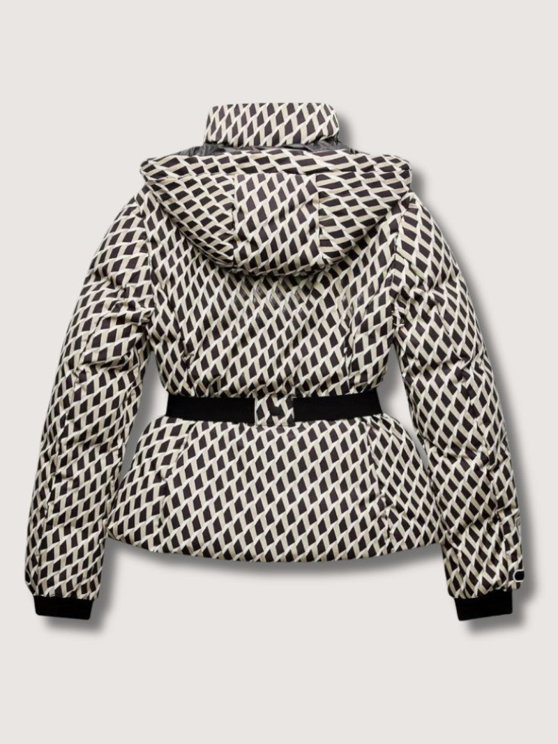 Women's Geometric Belted Puffer Jacket