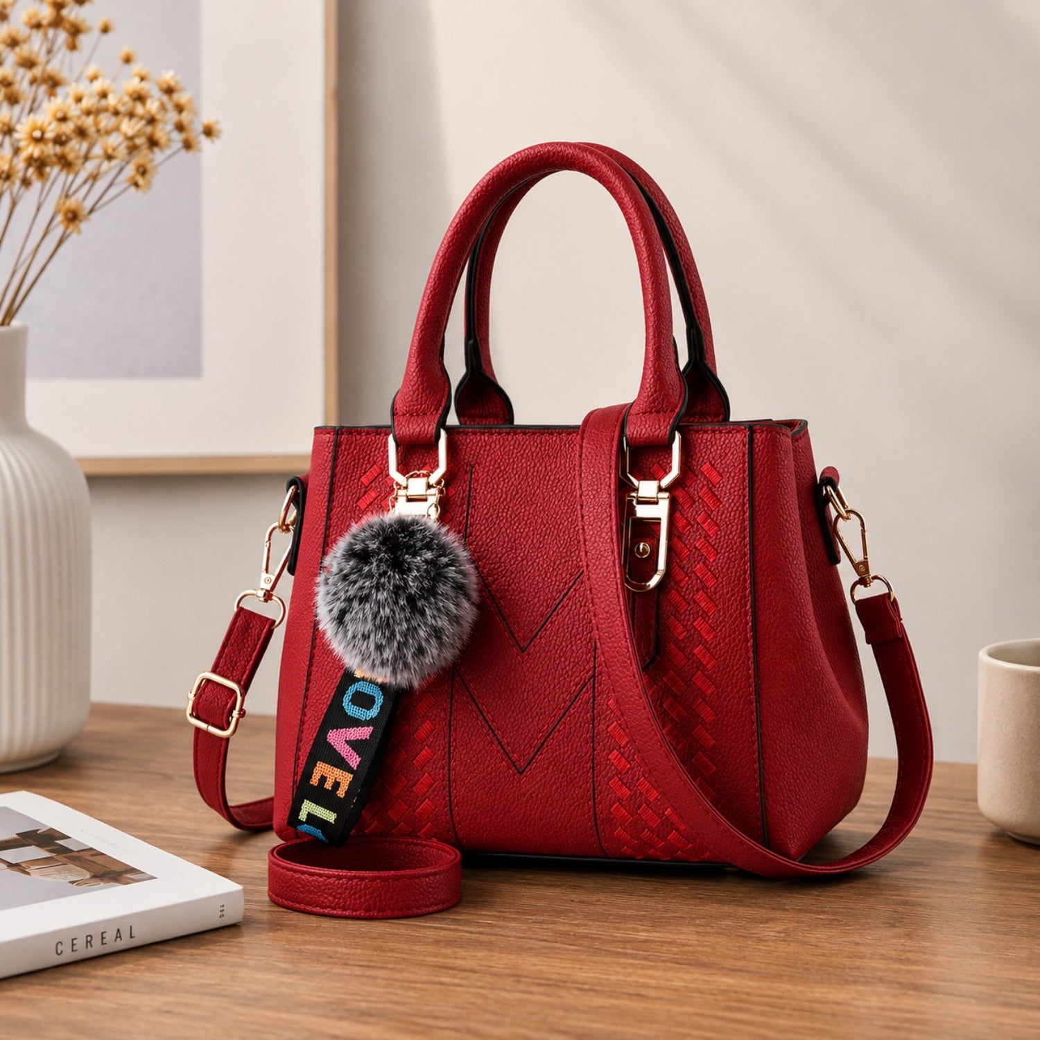 Quilted Faux Leather Shoulder Handbag