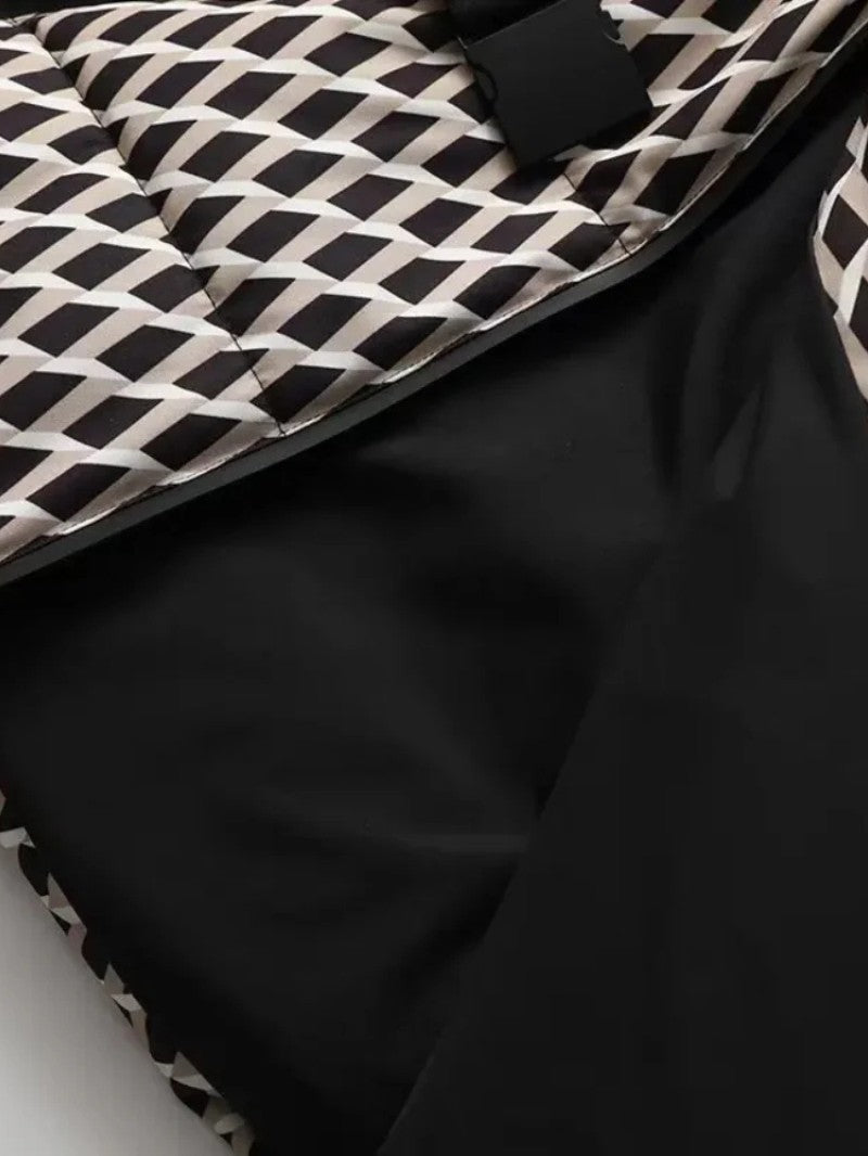 Women's Geometric Belted Puffer Jacket