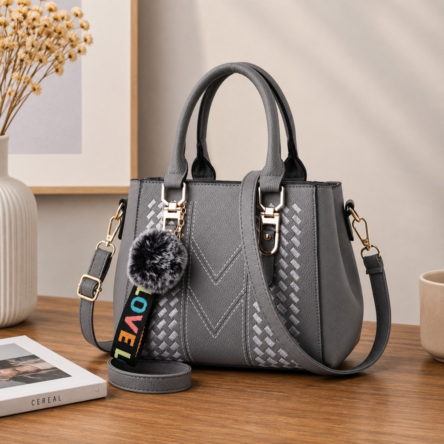 Quilted Faux Leather Shoulder Handbag