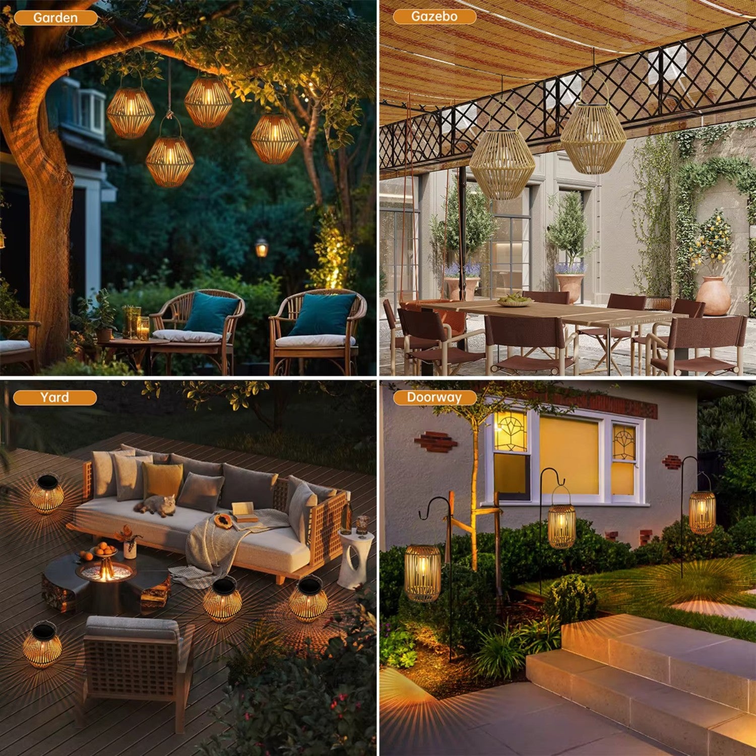 Solar Hanging Rattan Lantern Light