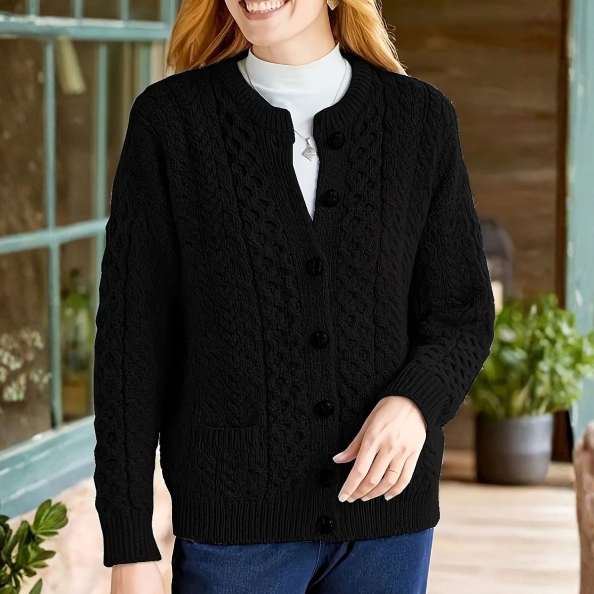 Cable Knit Button Cardigan - Women Knit Cardigan - Wild Eye Vision
