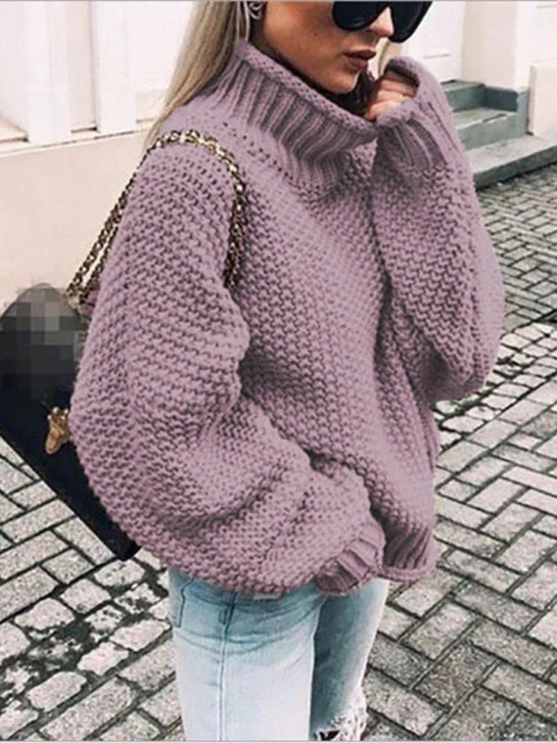 Chunky Knit Turtleneck Jumper - Women Knitted Jumper - Wild Eye Vision