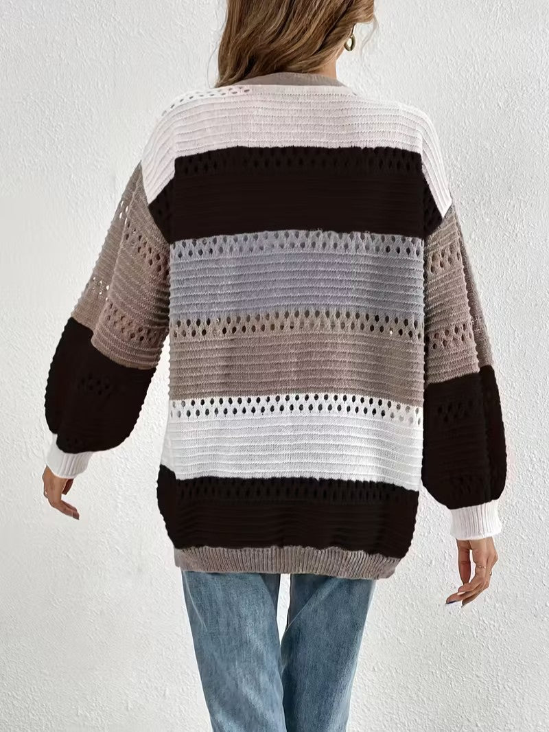 Color Block Knit Cardigan - Women Knit Cardigan - Wild Eye Vision