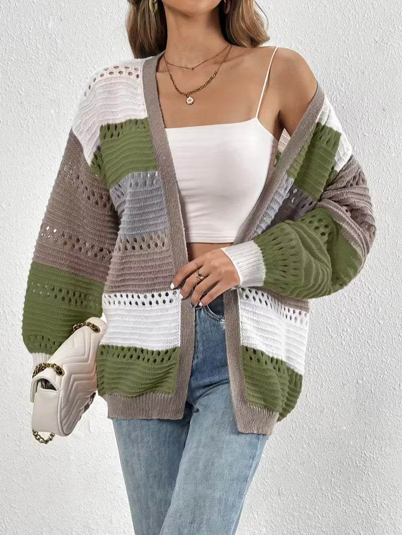 Color Block Knit Cardigan - Women Knit Cardigan - Wild Eye Vision