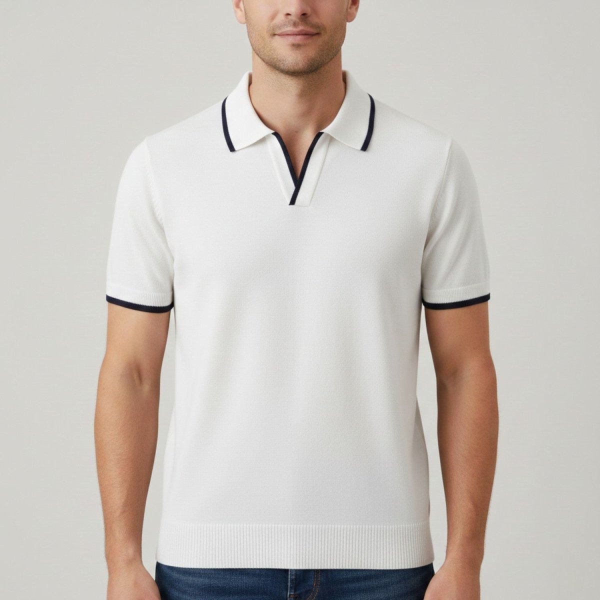 Contrast Trim Slim Knit Polo - Polo Shirts - Wild Eye Vision