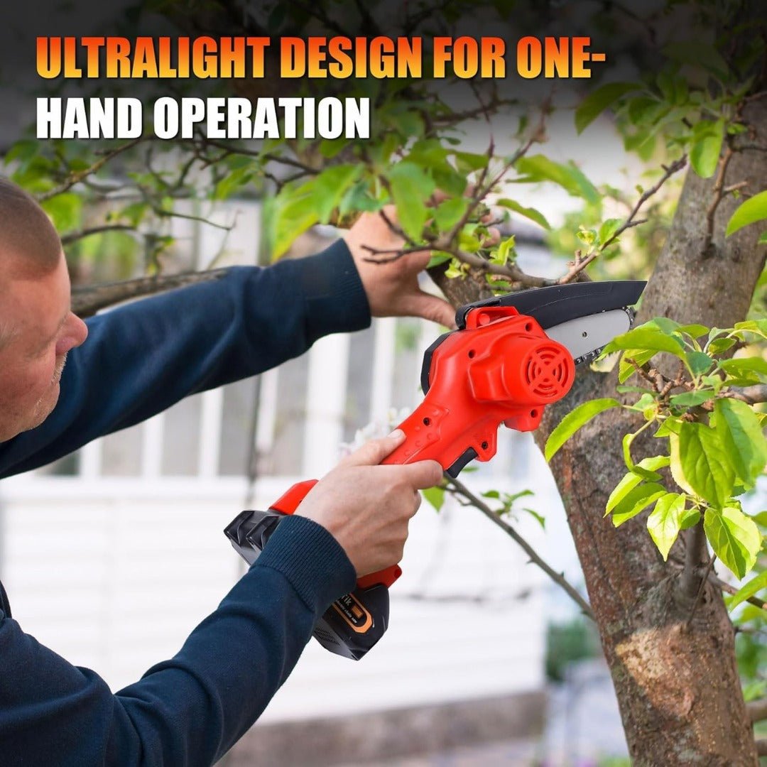 Cordless Mini Chainsaw 4.3" – Lightweight Rechargeable Electric Pruner - Cordless Chainsaw - Wild Eye Vision