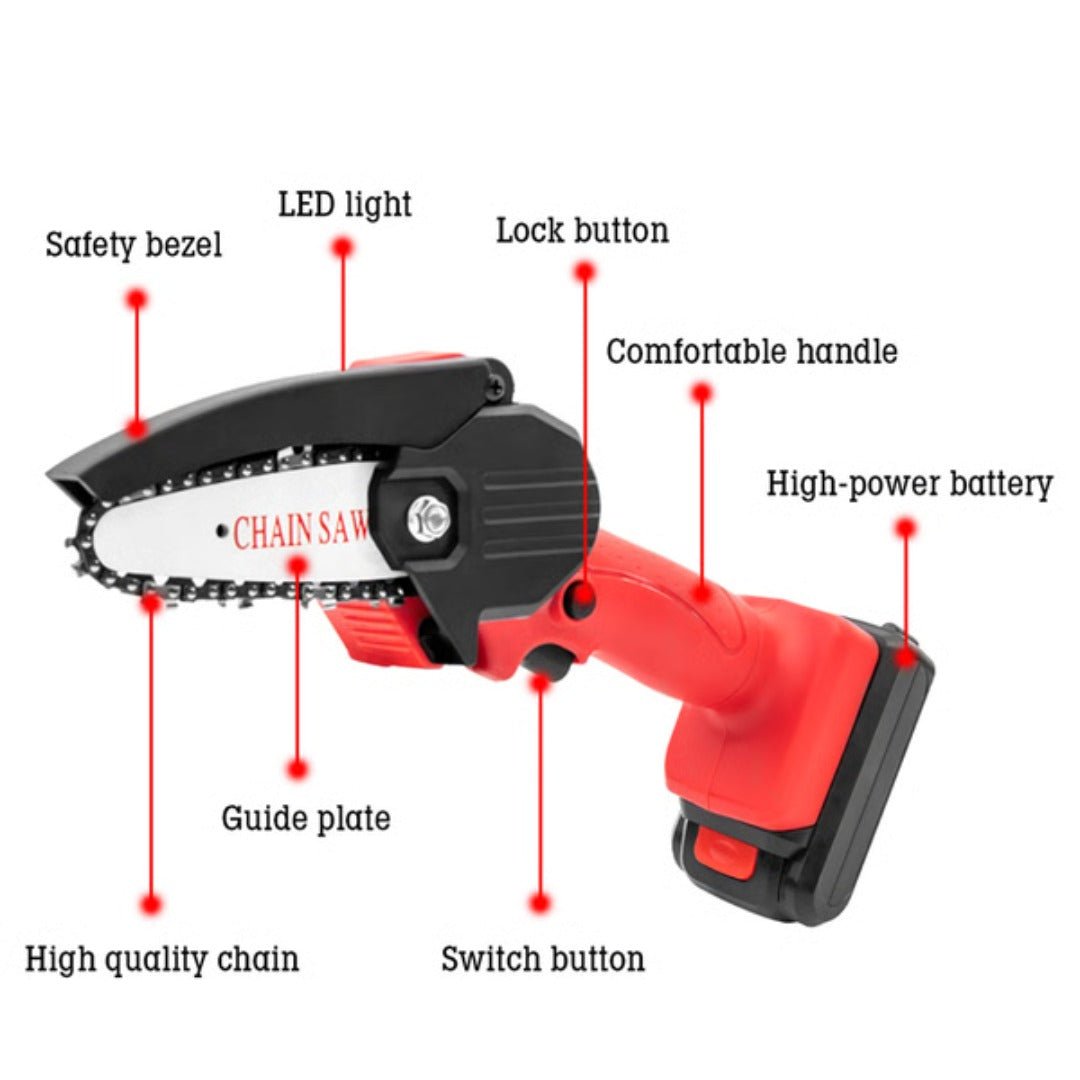 Cordless Mini Chainsaw 4.3" – Lightweight Rechargeable Electric Pruner - Cordless Chainsaw - Wild Eye Vision