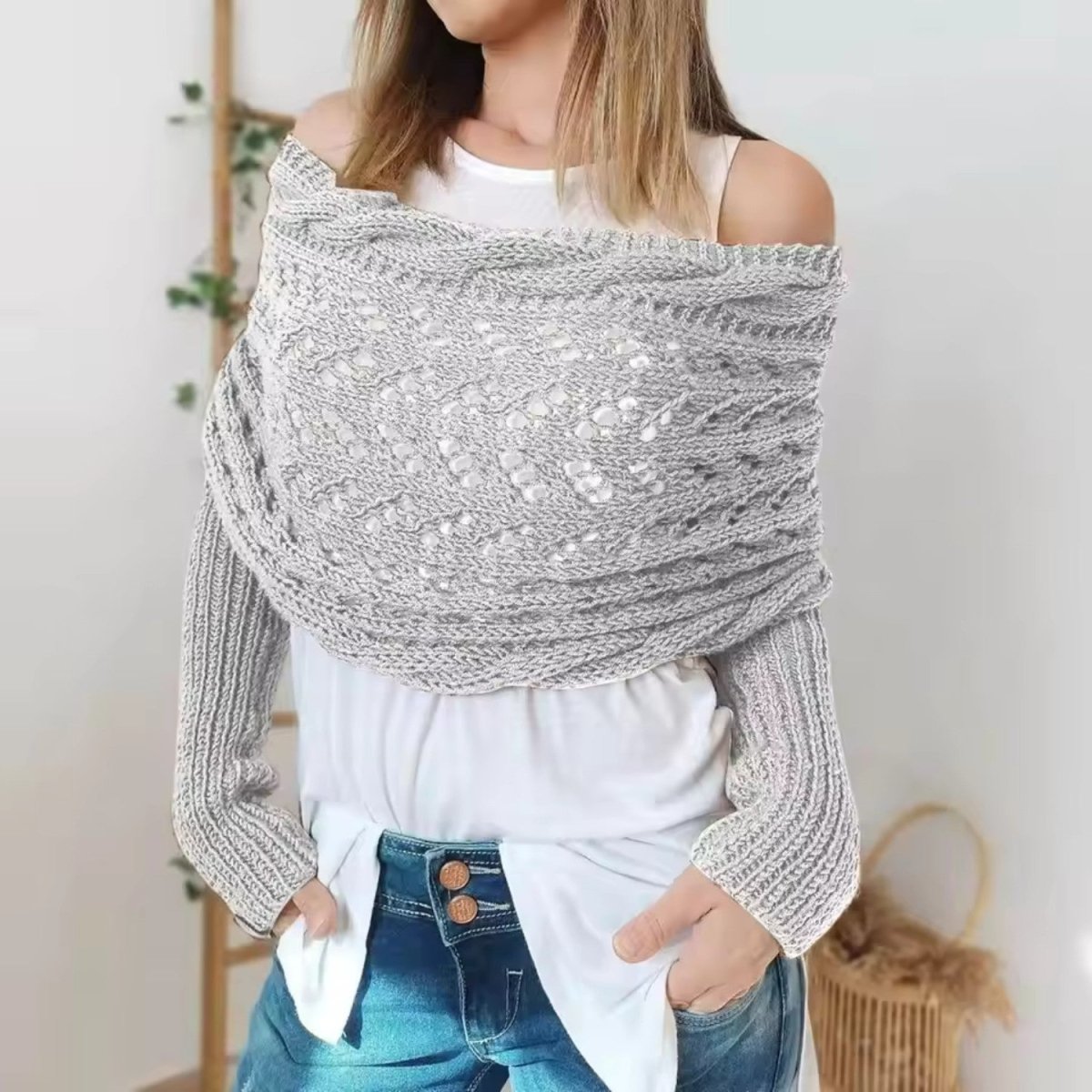 Cozy Knitted Wrap Sweater - Wrap Sweater - Wild Eye Vision