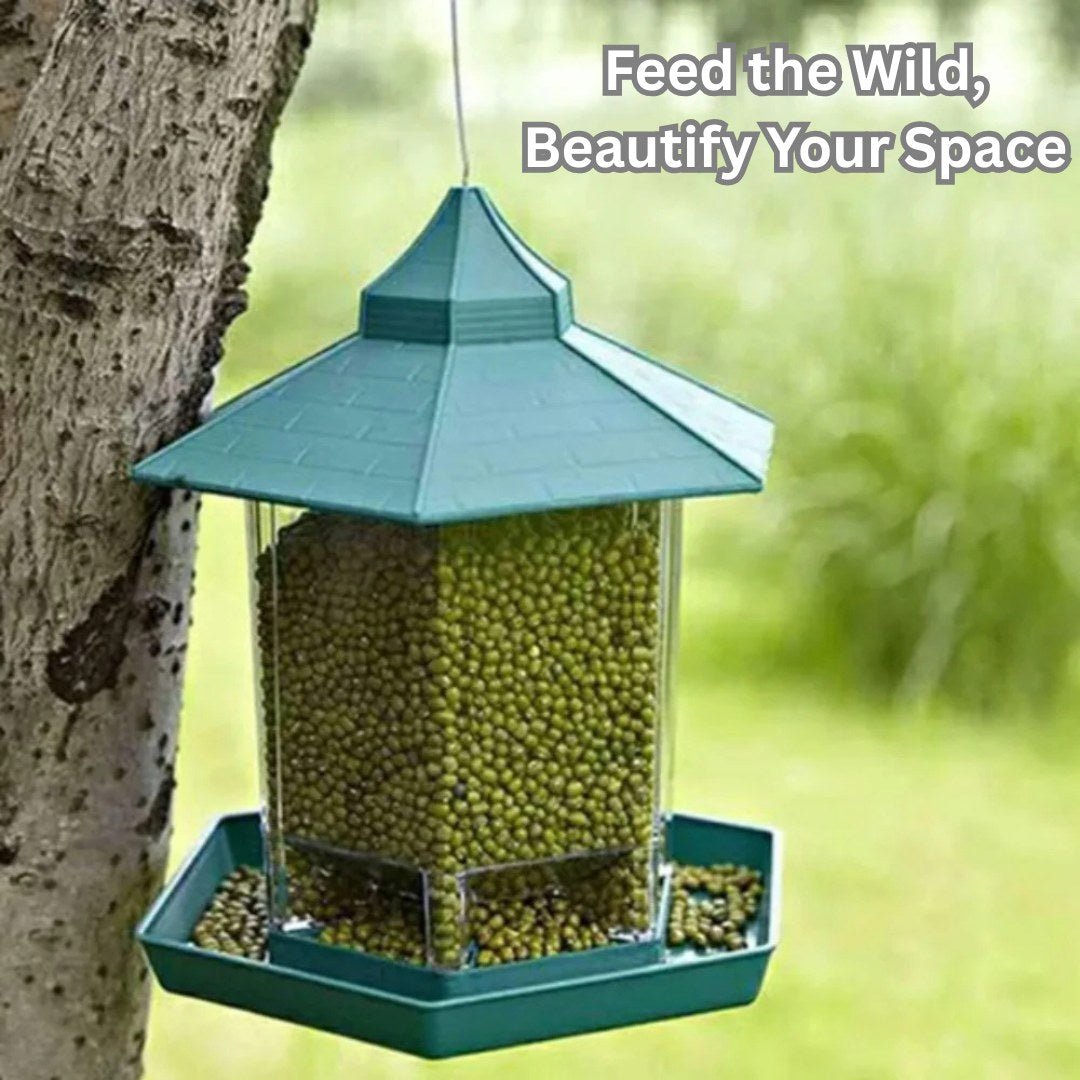 EcoFeast – Hexagonal Pavilion Hanging Bird Feeder with Drainage - Bird Feeder - Wild Eye Vision