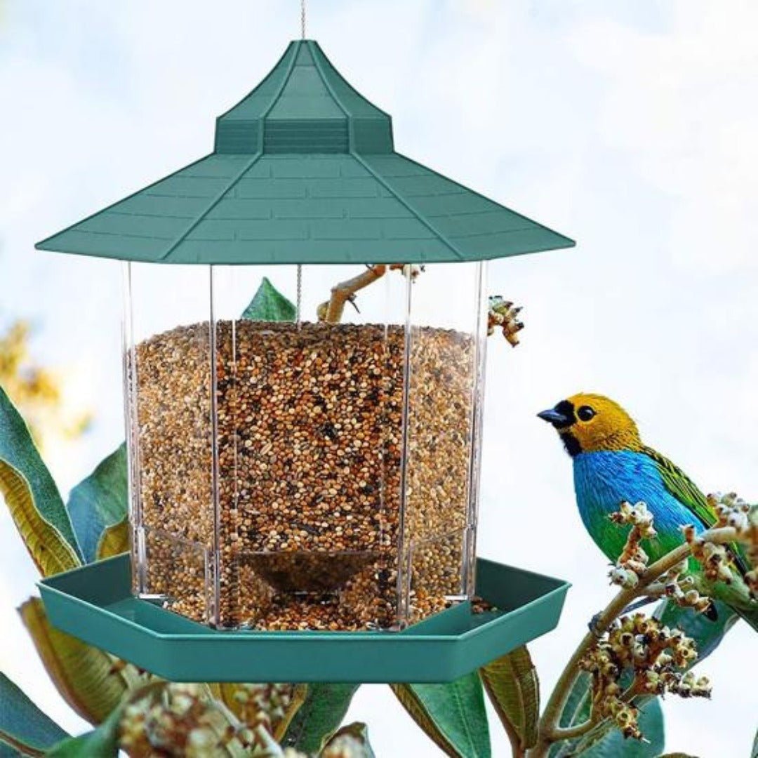 EcoFeast – Hexagonal Pavilion Hanging Bird Feeder with Drainage - Bird Feeder - Wild Eye Vision