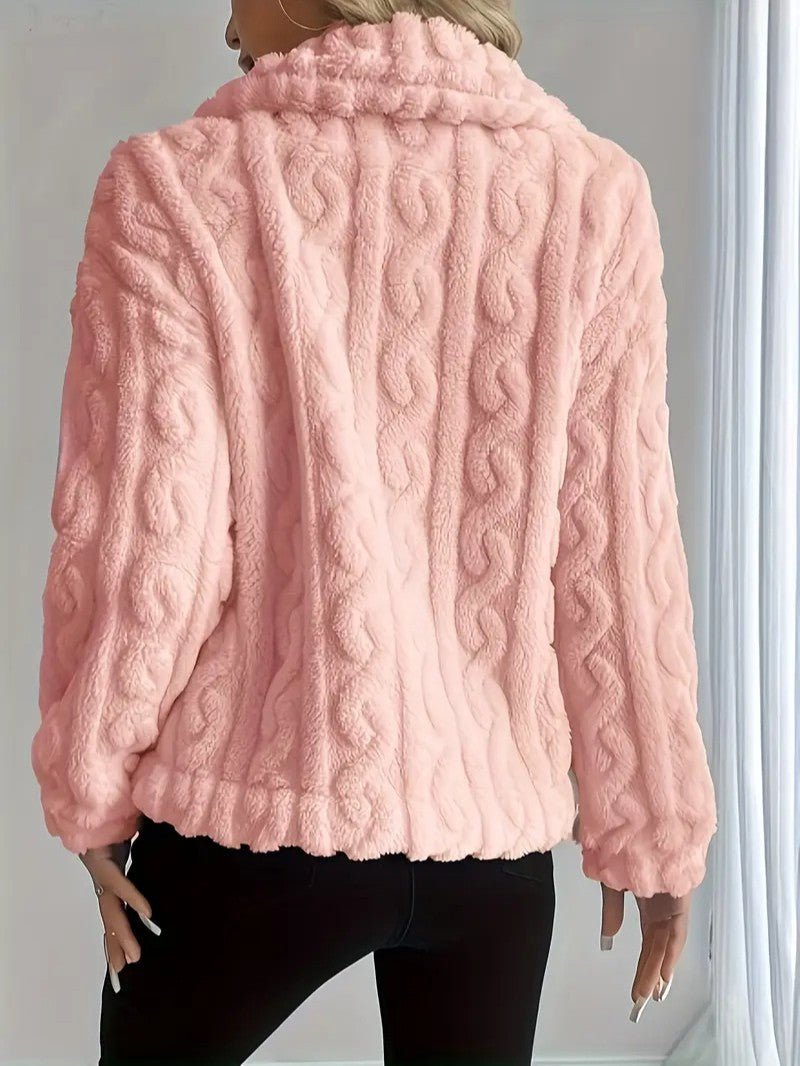 Elegant Button Lapel Teddy Jacket - Women's Winter Jacket - Wild Eye Vision