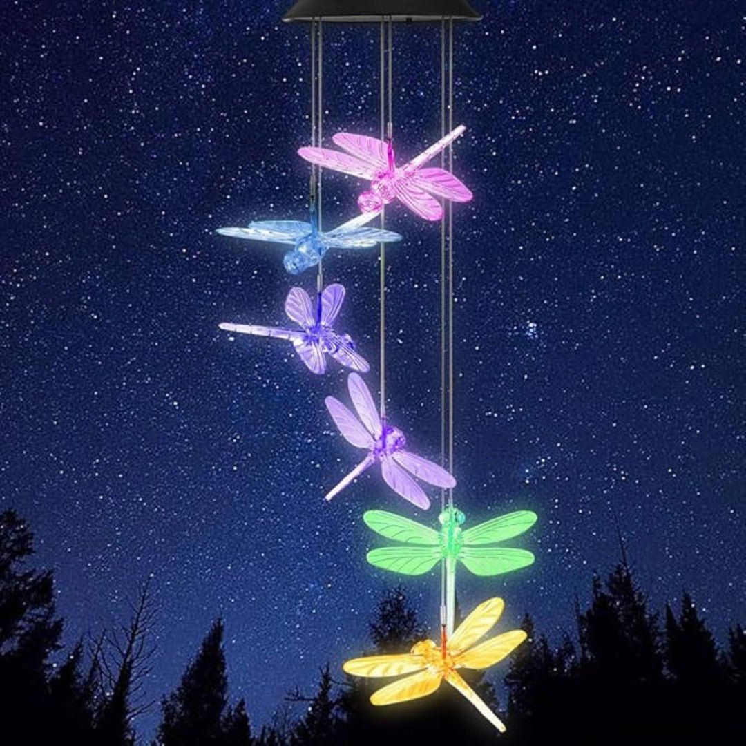GlowWings – Solar Dragonfly Wind Chime with Colour - Changing LED Lights - Wind Chime - Wild Eye Vision