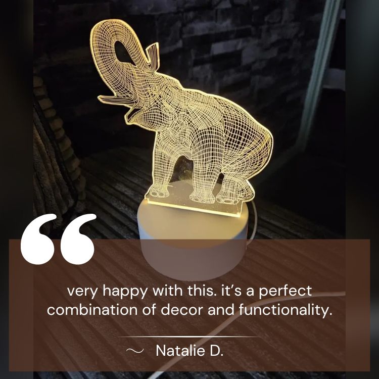Luminous Elephant 3D Table Lamp - Table Lamp - Wild Eye Vision