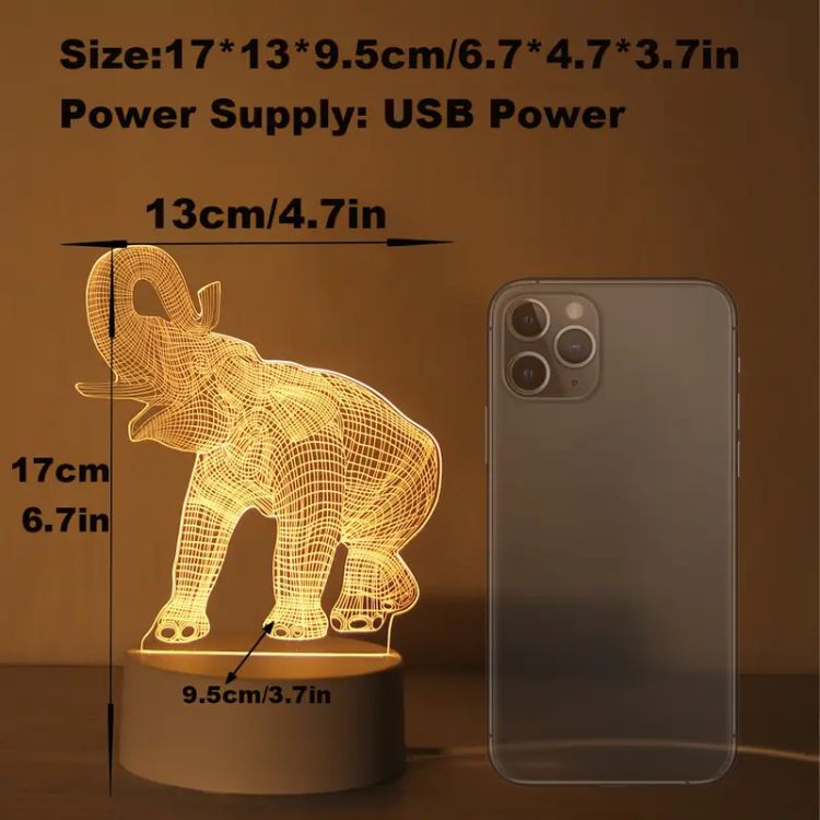 Luminous Elephant 3D Table Lamp - Table Lamp - Wild Eye Vision