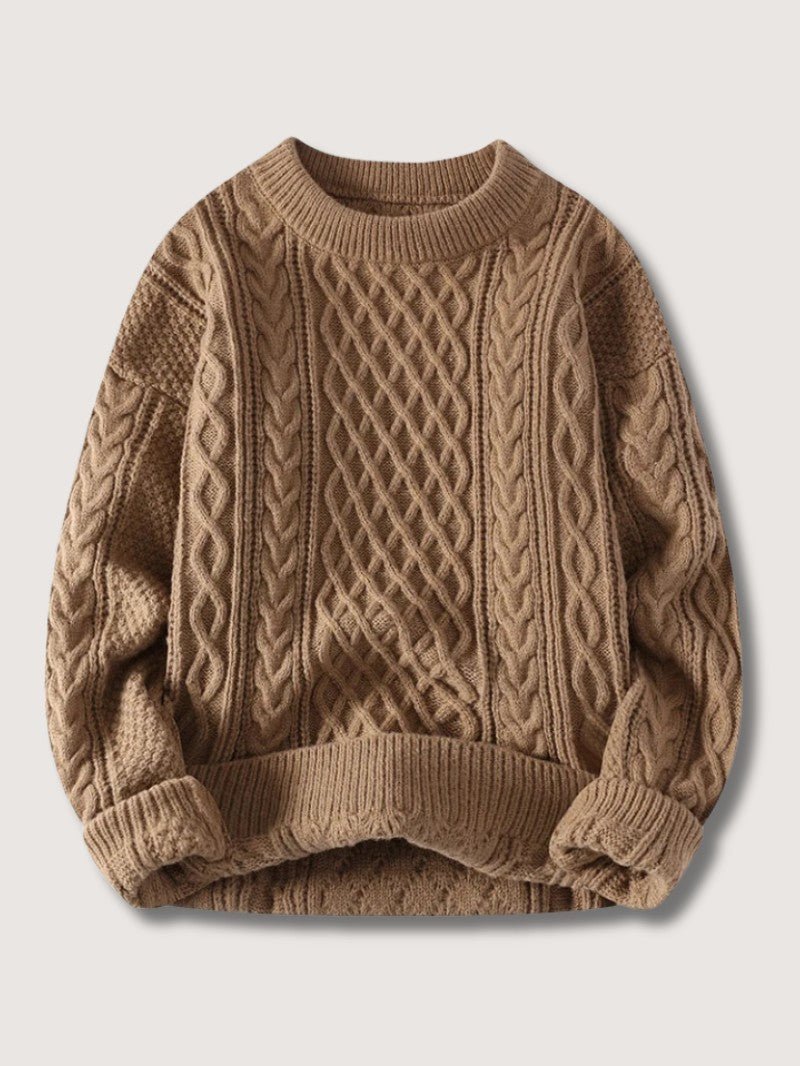 Men’s Cable Knit Crew Neck Jumper - Men Knitted Jumper - Wild Eye Vision