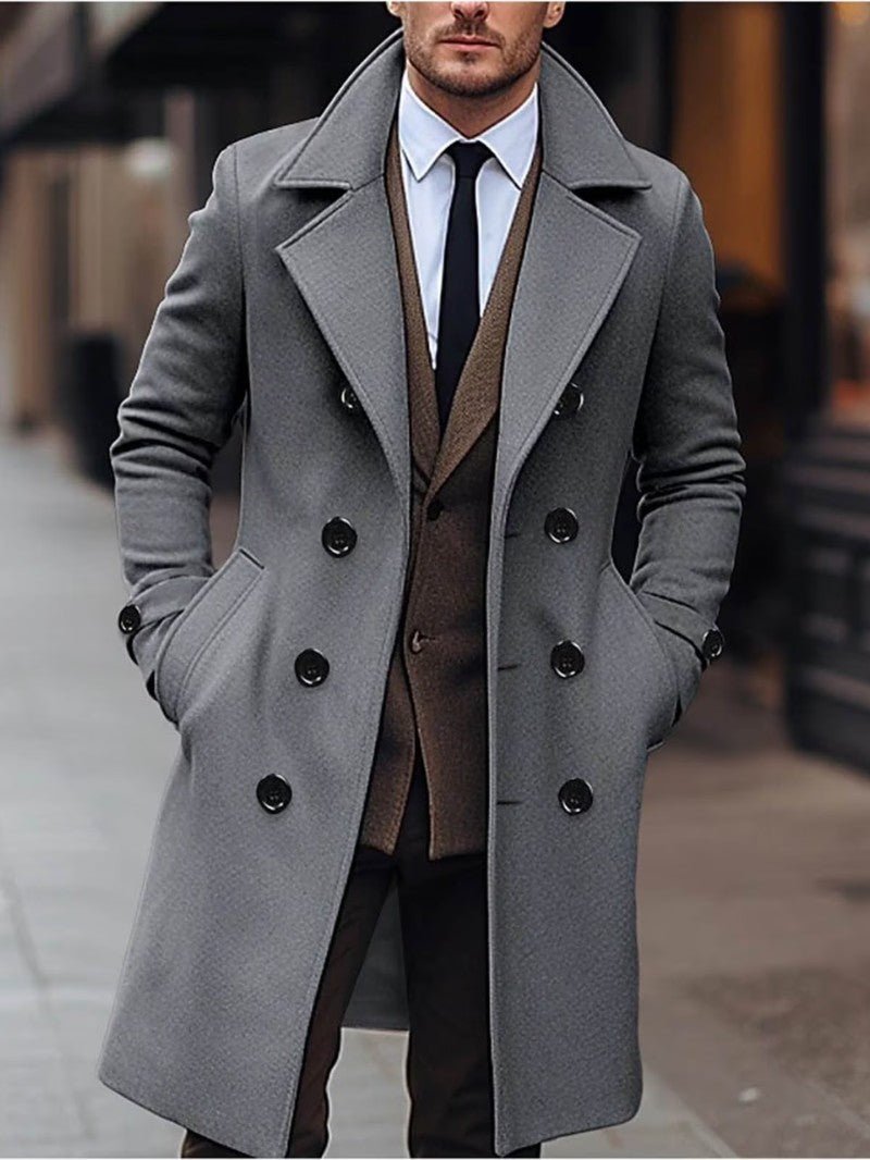 Men’s Double Breasted Longline Trench Coat - Men's Coat - Wild Eye Vision