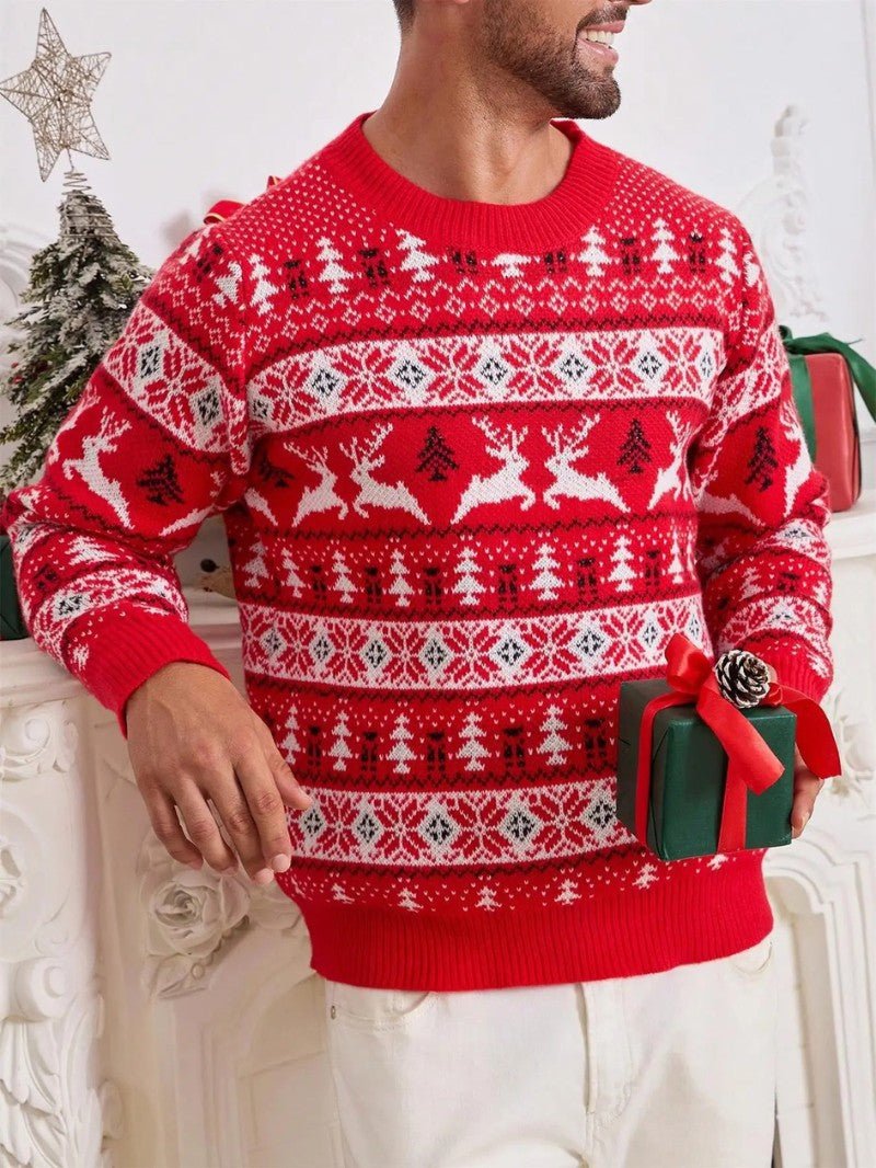 Men’s Reindeer & Tree Christmas Sweater - Mens Christmas Jumpers - Wild Eye Vision