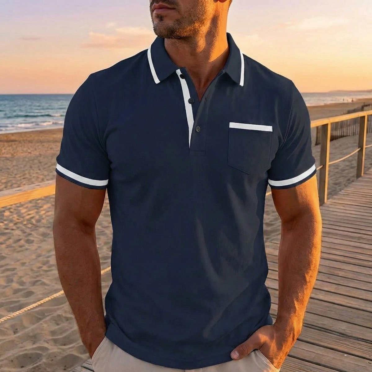 Men's Smart Contrast Trim Polo Shirt - Polo Shirts - Wild Eye Vision