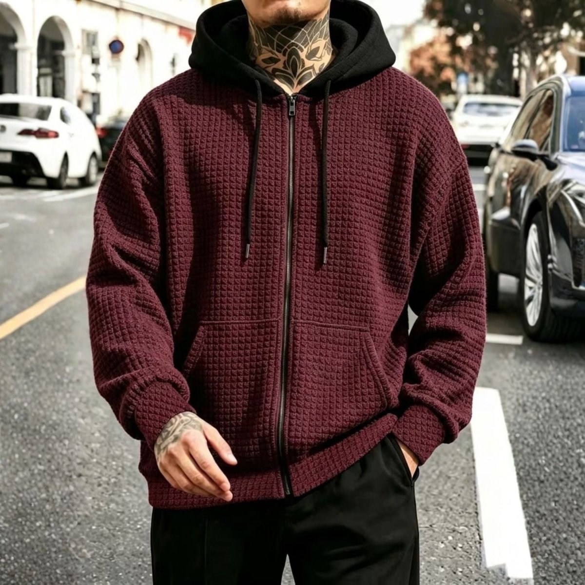 Men’s Textured Hooded Jacket - Hooded Jacket - Wild Eye Vision