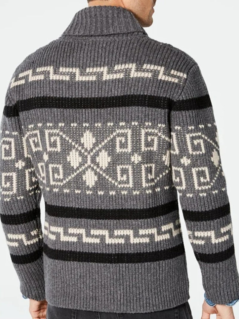 Men’s Tribal Knit Zip - Up Cardigan - Men Knit Cardigan - Wild Eye Vision