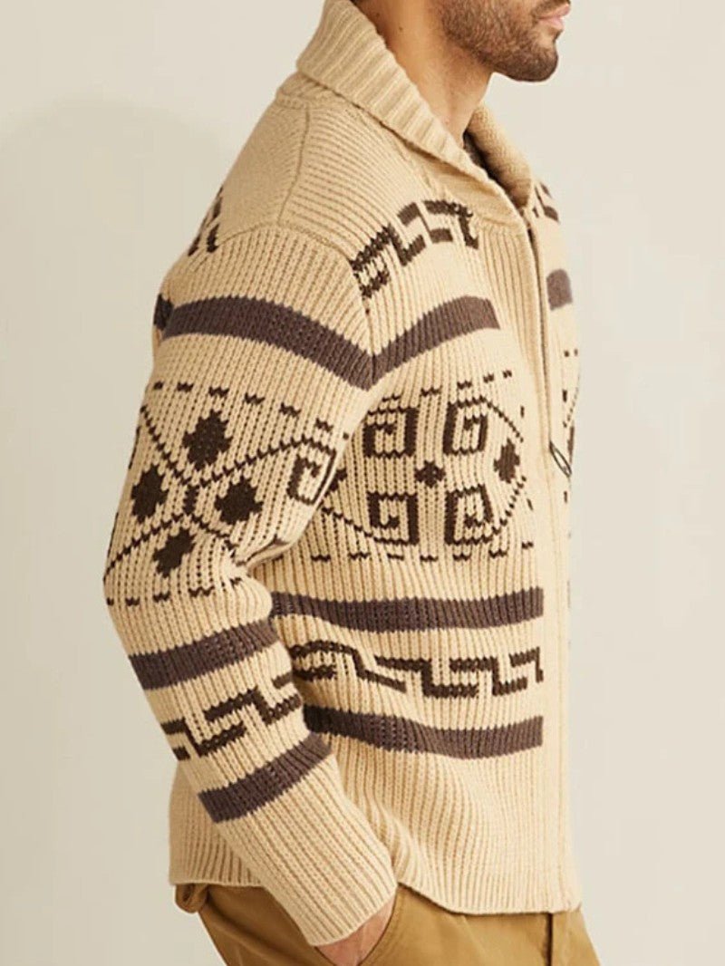 Men’s Tribal Knit Zip - Up Cardigan - Men Knit Cardigan - Wild Eye Vision