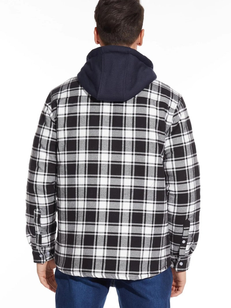 Men’s Warm Plaid Hooded Jacket - Men's Coat - Wild Eye Vision
