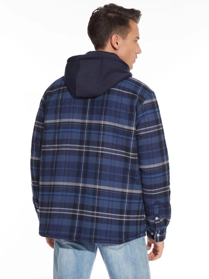 Men’s Warm Plaid Hooded Jacket - Men's Coat - Wild Eye Vision