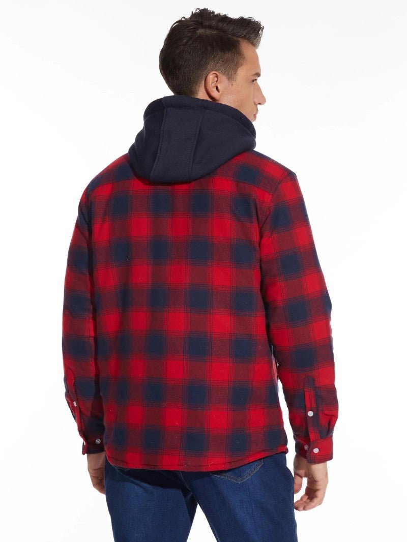 Men’s Warm Plaid Hooded Jacket - Men's Coat - Wild Eye Vision