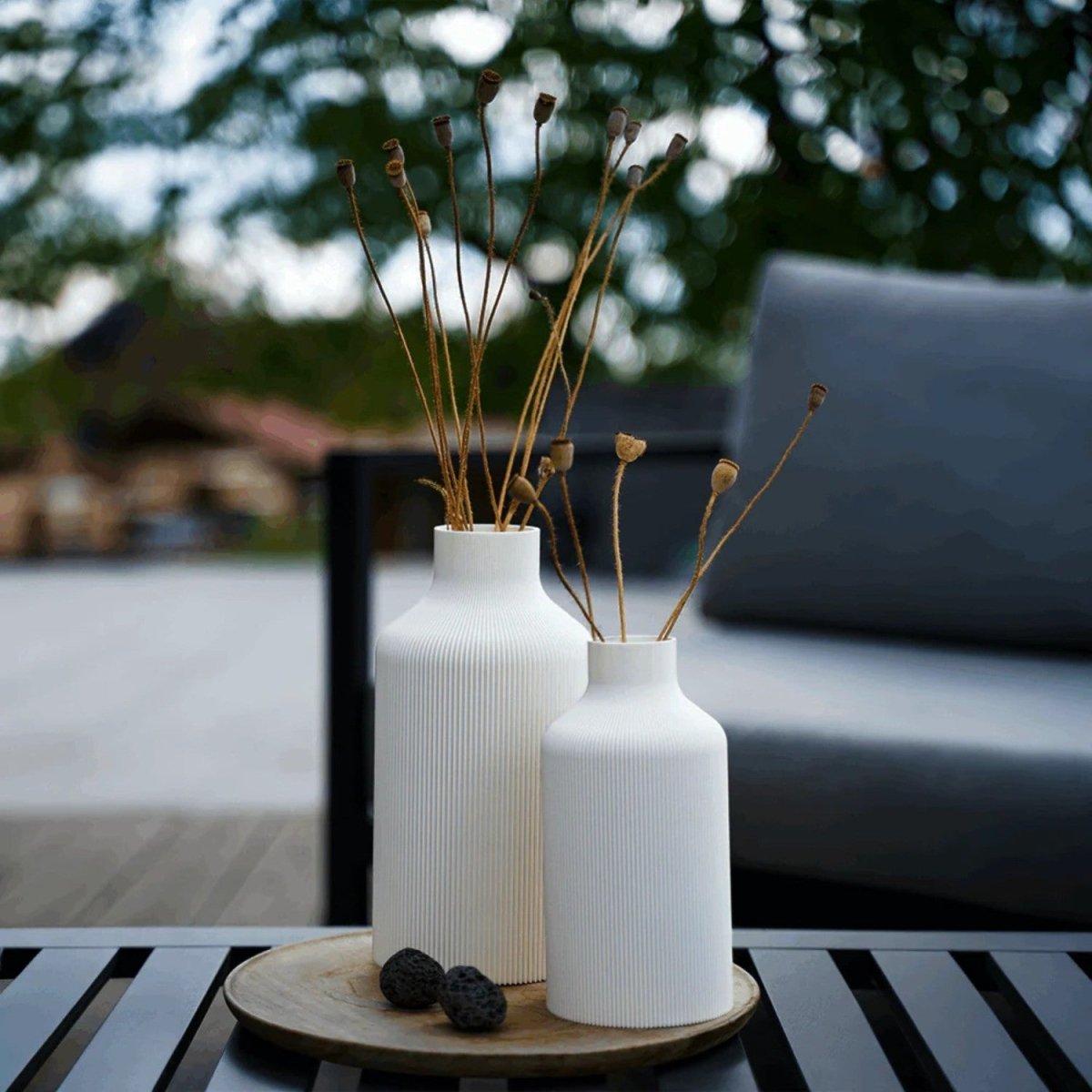 Modern Ribbed Bottle Vase - Table Lamp - Wild Eye Vision
