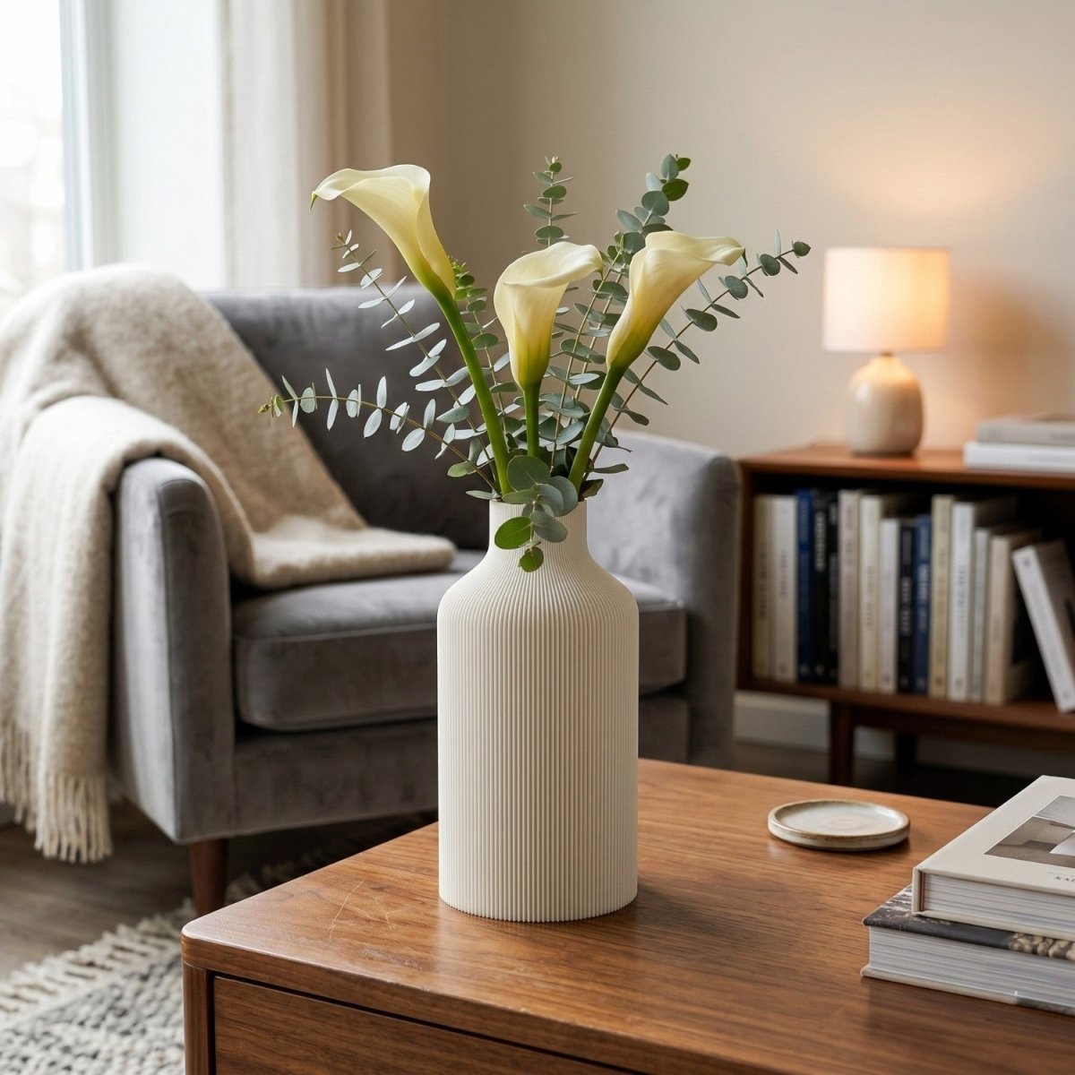 Modern Ribbed Bottle Vase - Table Lamp - Wild Eye Vision