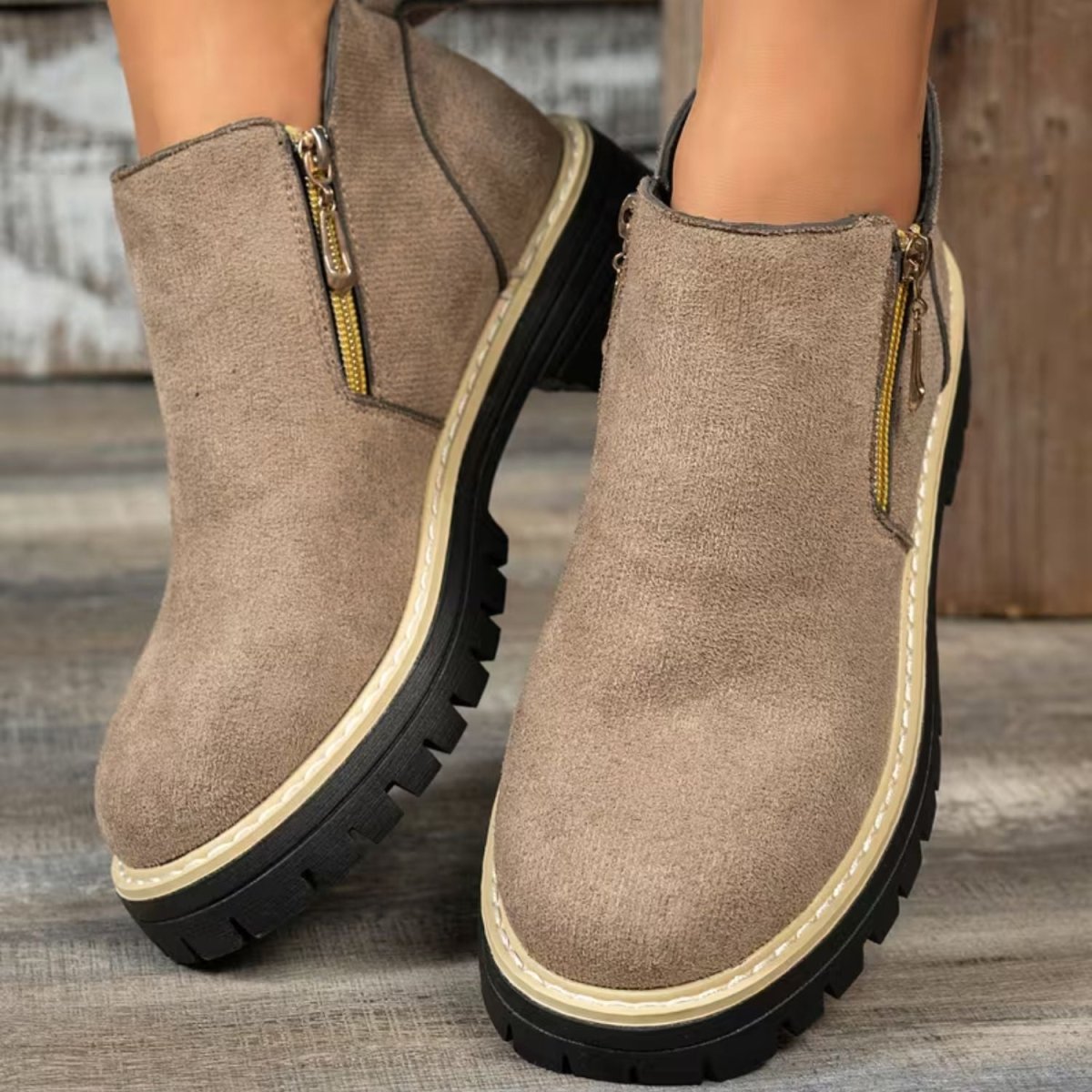 Platform Double Zip Ankle Boots - Women Ankle Boots - Wild Eye Vision