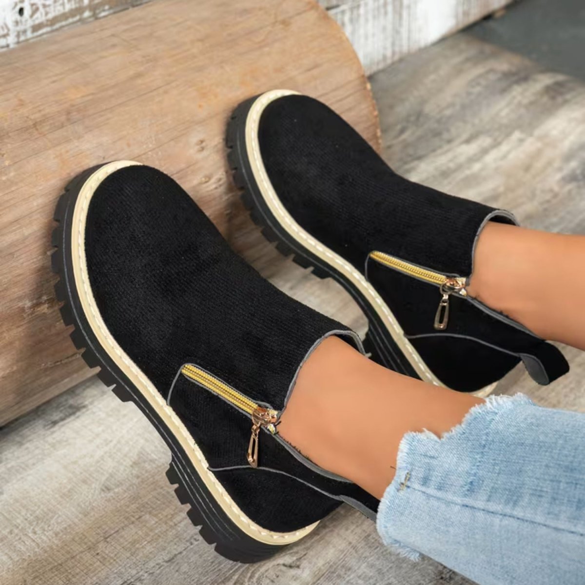 Platform Double Zip Ankle Boots - Women Ankle Boots - Wild Eye Vision