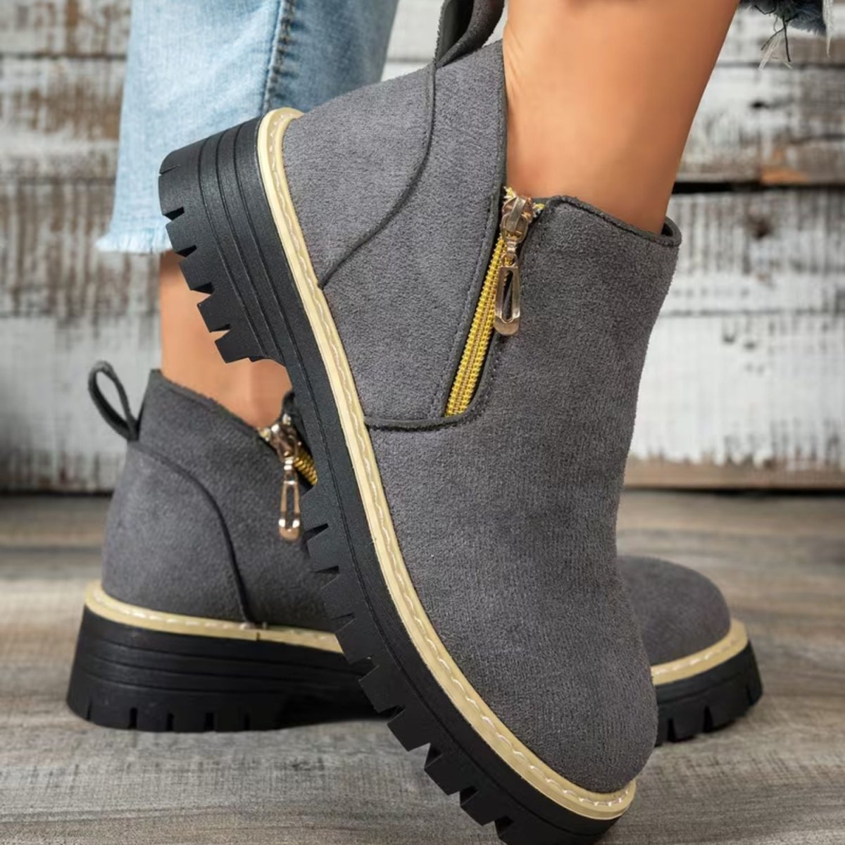 Platform Double Zip Ankle Boots - Women Ankle Boots - Wild Eye Vision