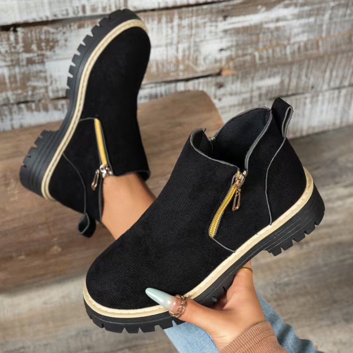 Platform Double Zip Ankle Boots - Women Ankle Boots - Wild Eye Vision