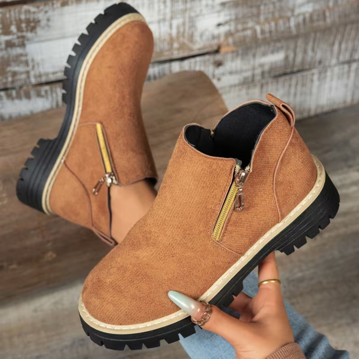 Platform Double Zip Ankle Boots - Women Ankle Boots - Wild Eye Vision