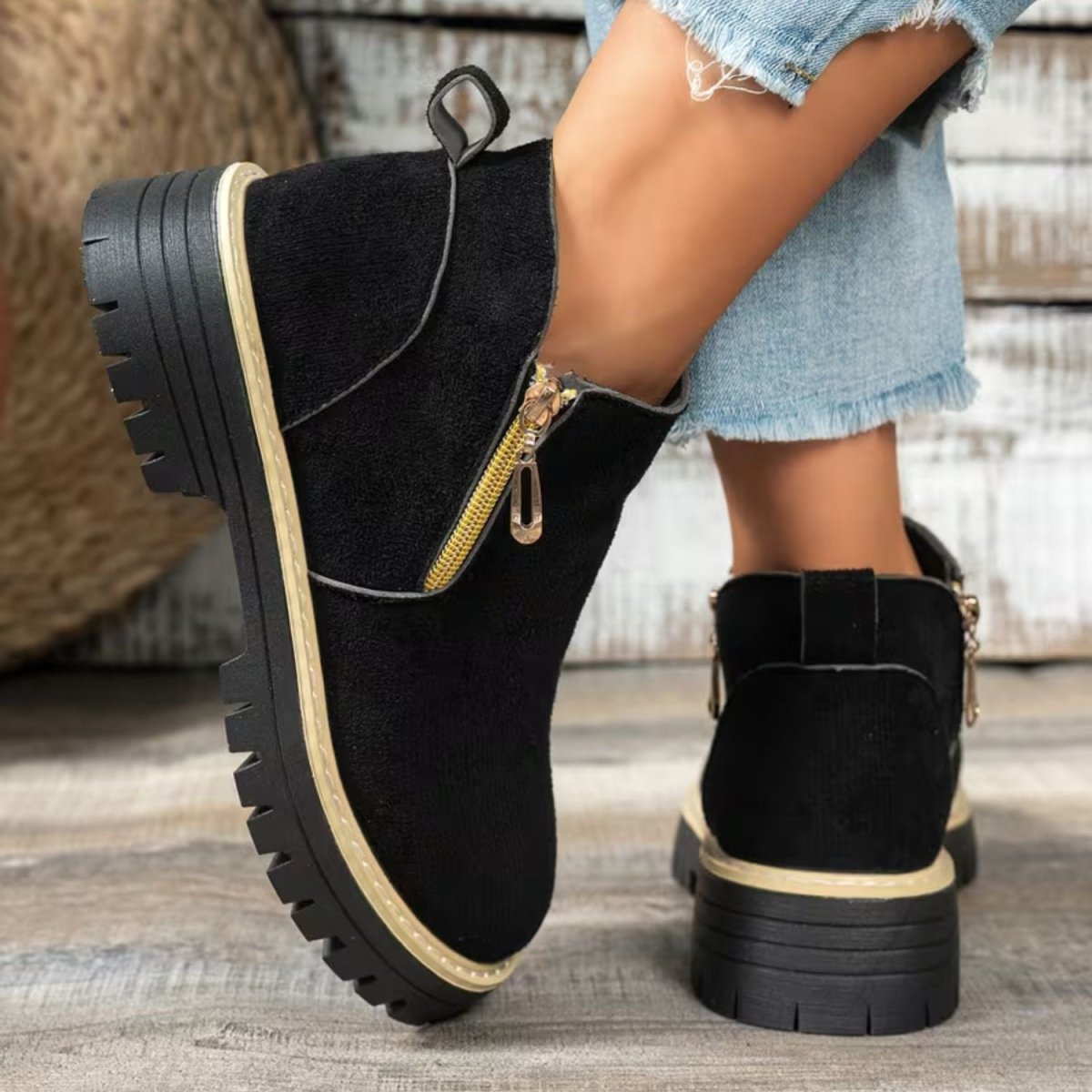 Platform Double Zip Ankle Boots - Women Ankle Boots - Wild Eye Vision