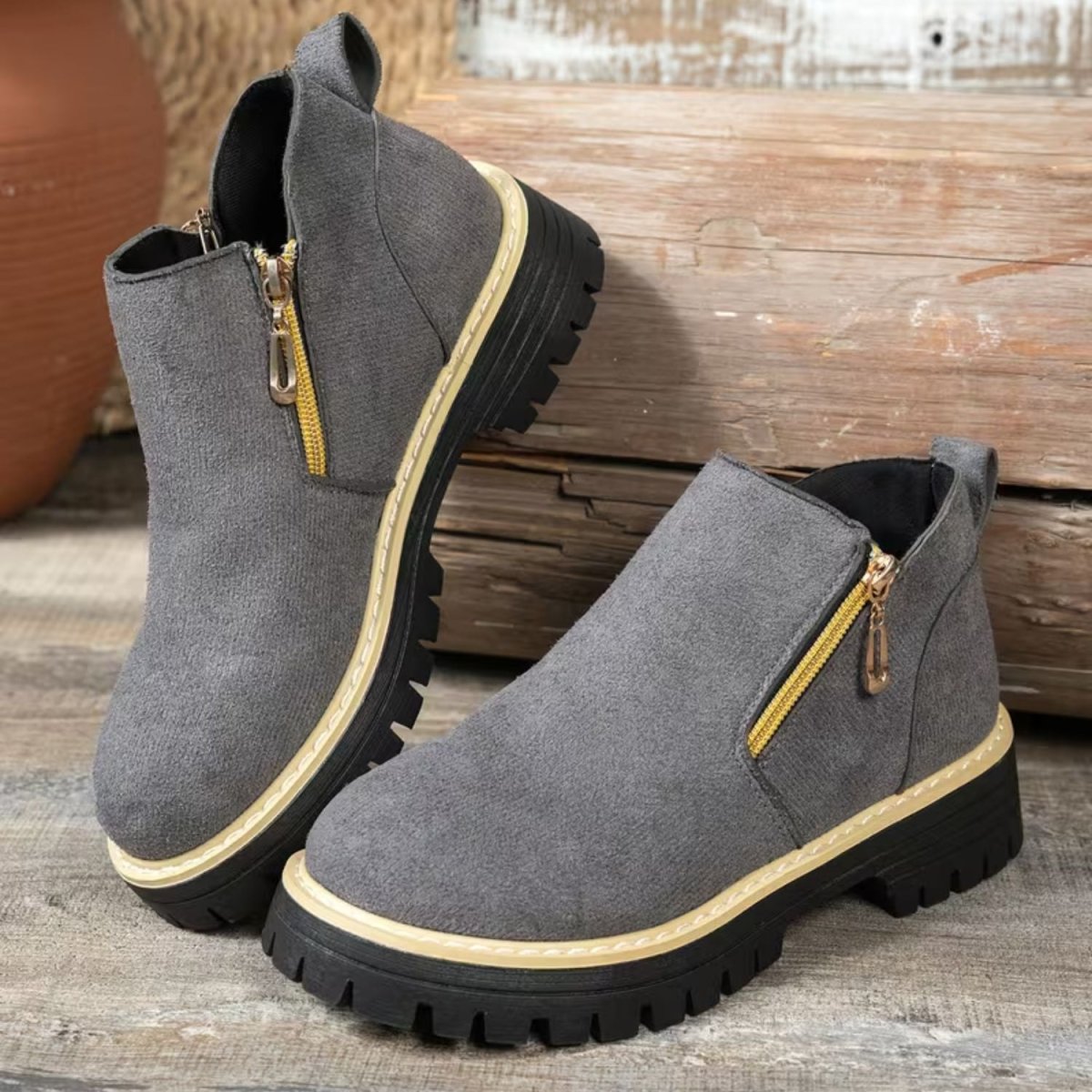 Platform Double Zip Ankle Boots - Women Ankle Boots - Wild Eye Vision