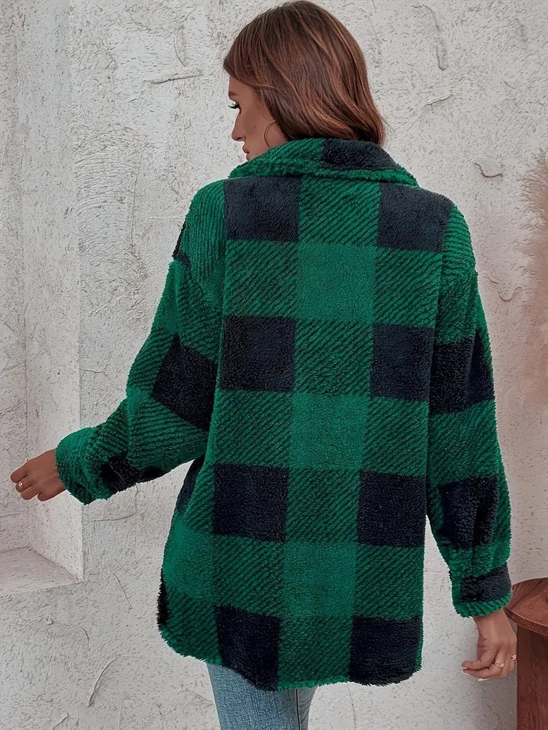 Plush Checkered Winter Jacket - Women's Winter Jacket - Wild Eye Vision