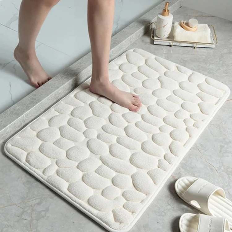 PlushPebble Cobblestone Bathroom Mat - Bathroom Mat - Wild Eye Vision