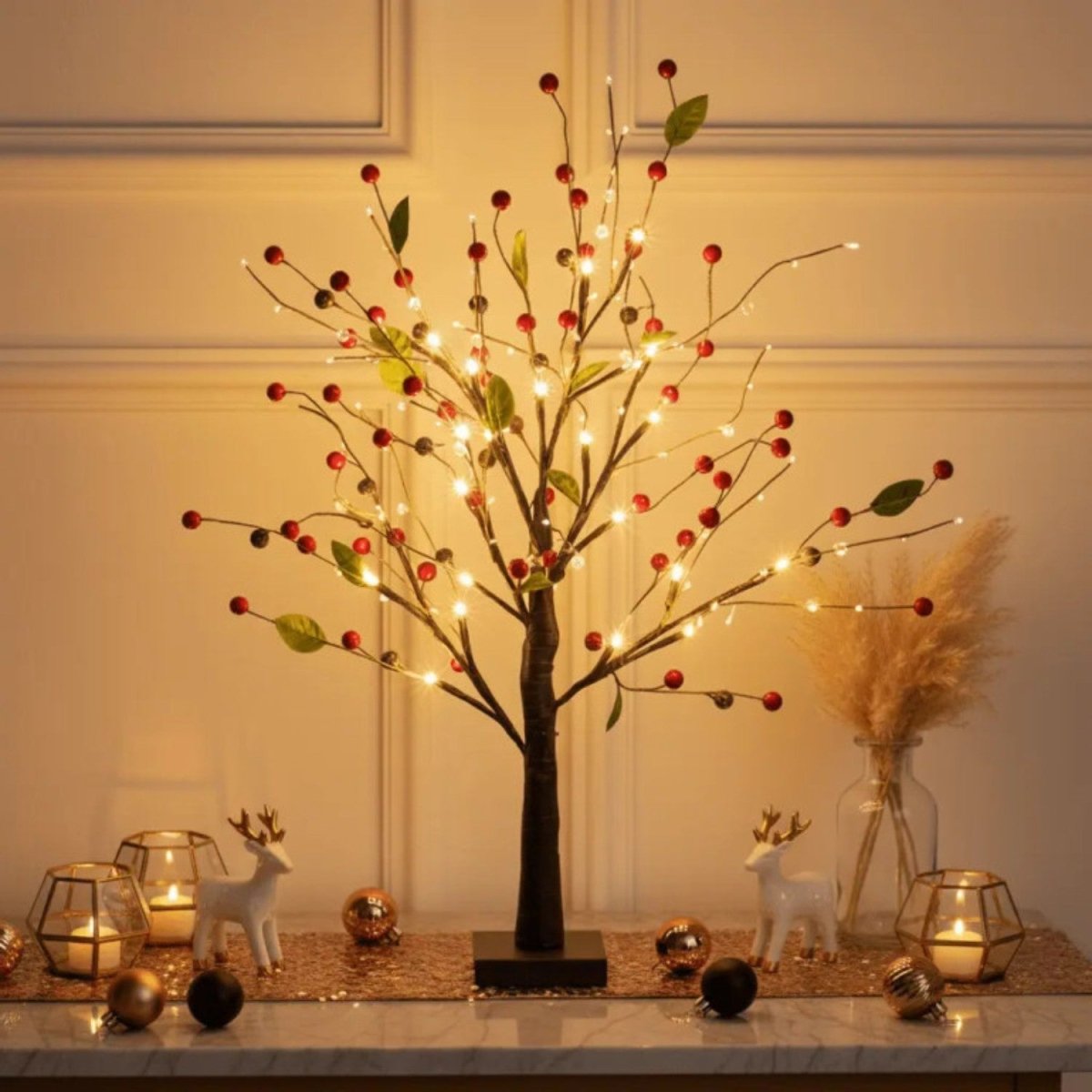 Red Berry Light Tree Decor - Table Lamp - Wild Eye Vision