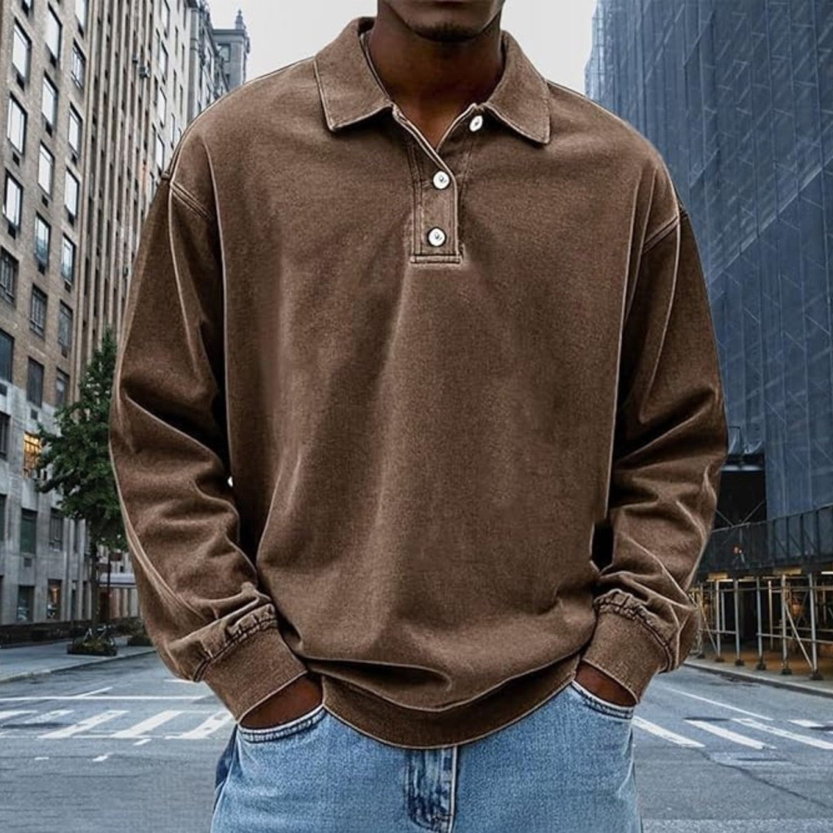 Relaxed Long Sleeve Polo Shirt - Polo Shirts - Wild Eye Vision